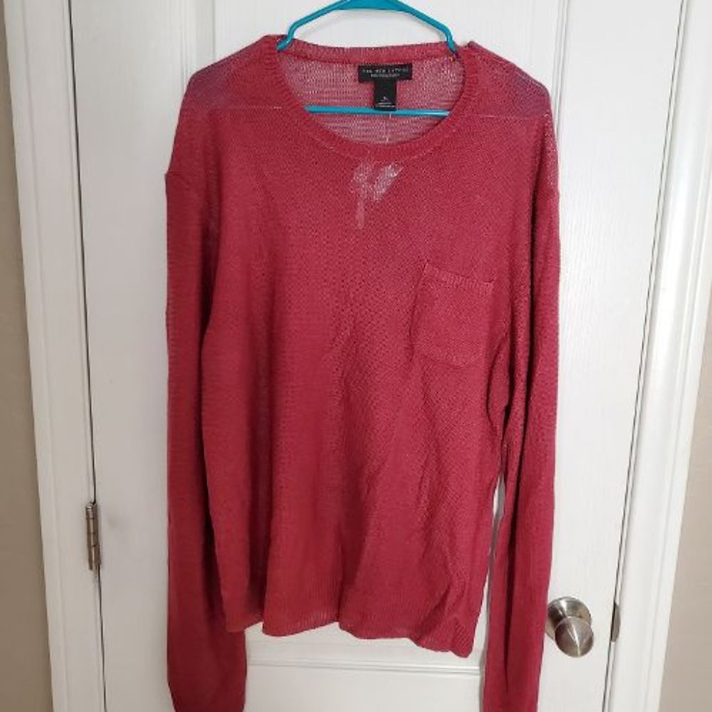 Bloomingdale's The Men's Store XL Mens 100% Linen Sweater Dark Red Clay NWT